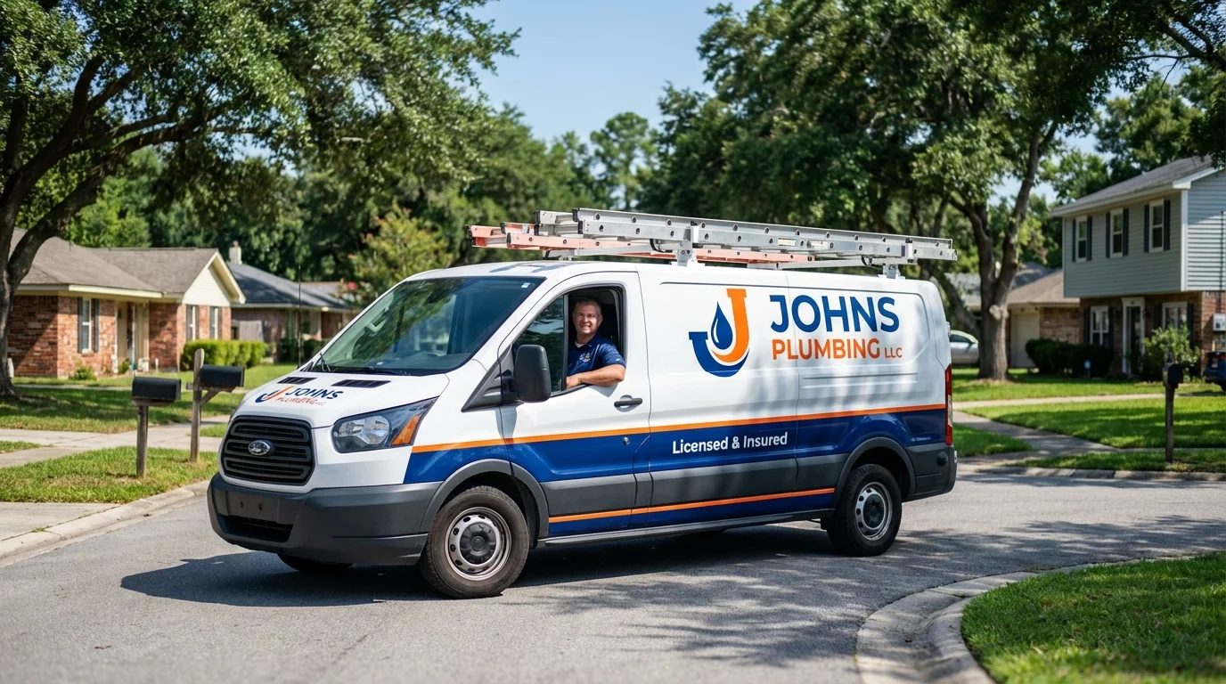 Johns Plumbing LLC service van in New Rochelle, NY