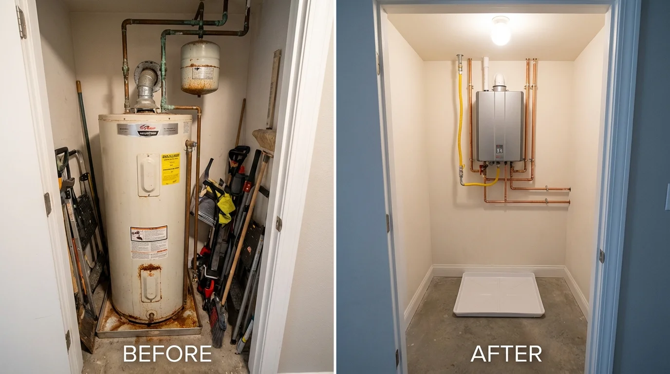 Tank water heater versus wall-mounted tankless unit comparison for New Rochelle, NY homeowners