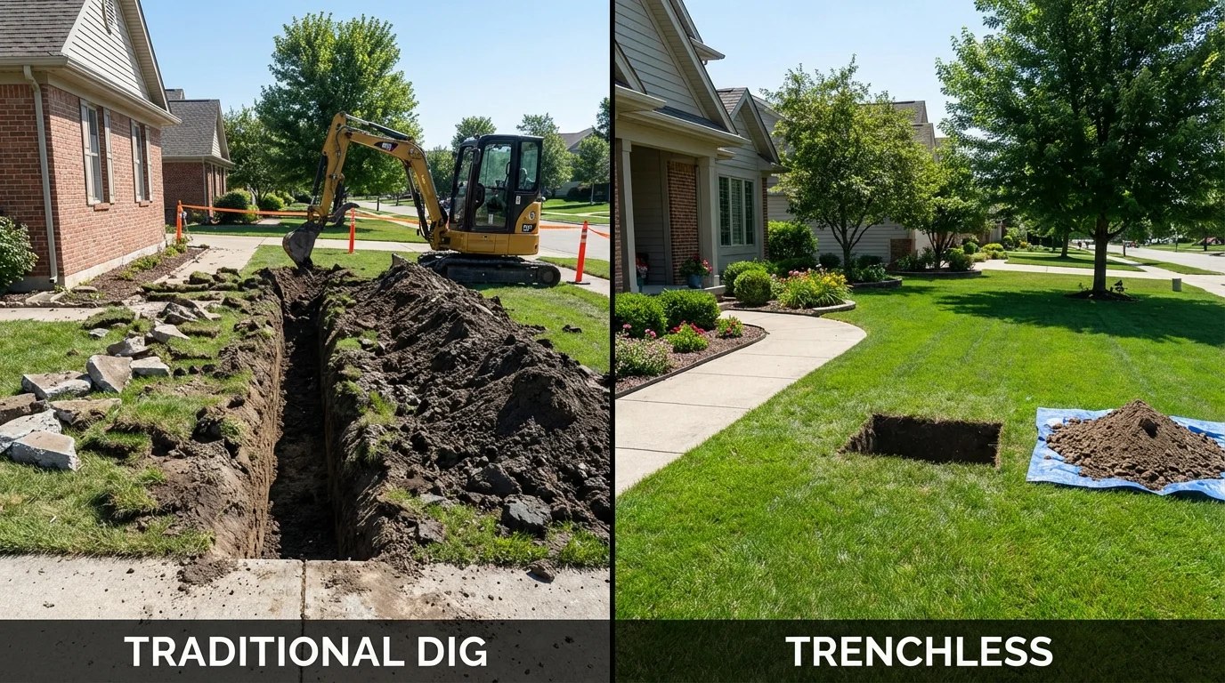 Trenchless sewer repair with minimal yard damage versus traditional excavation in New Rochelle, NY
